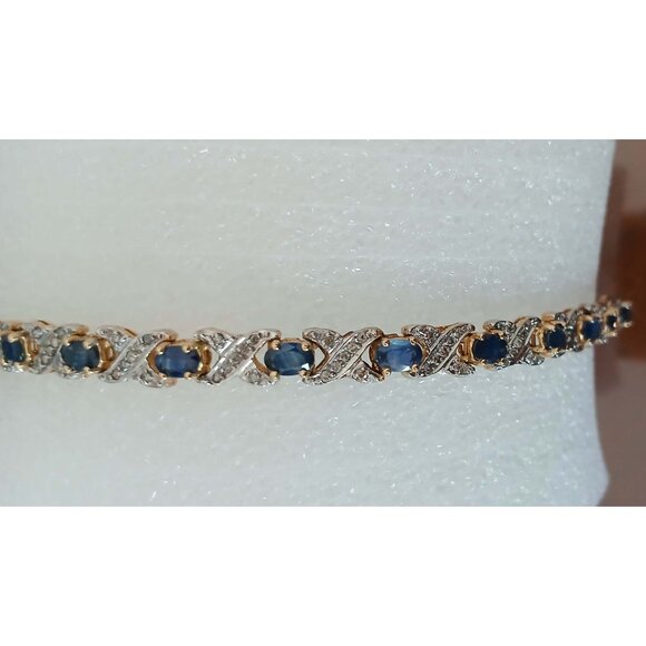 Sapphire Diamond 14k Yellow Gold Heirloom Bracelet - Picture 6 of 10